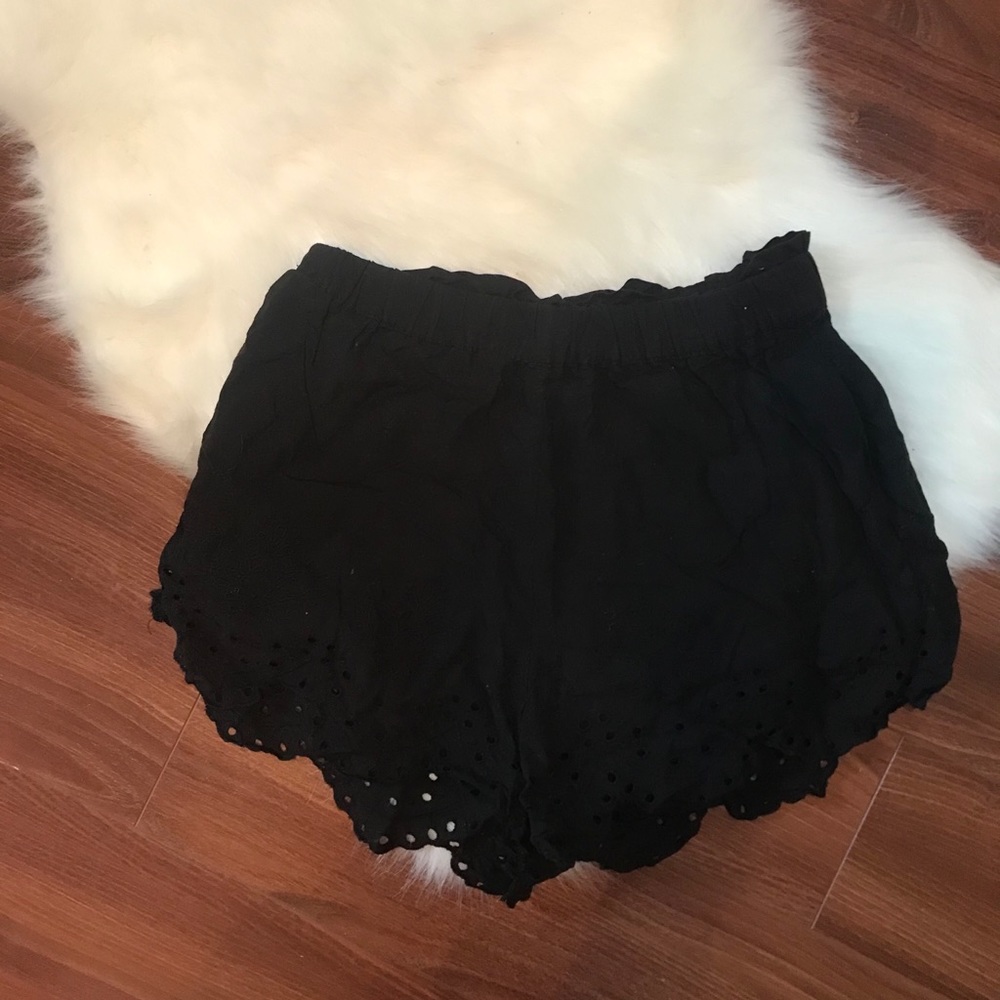 H&M Black Eyelet Pull On Shorts